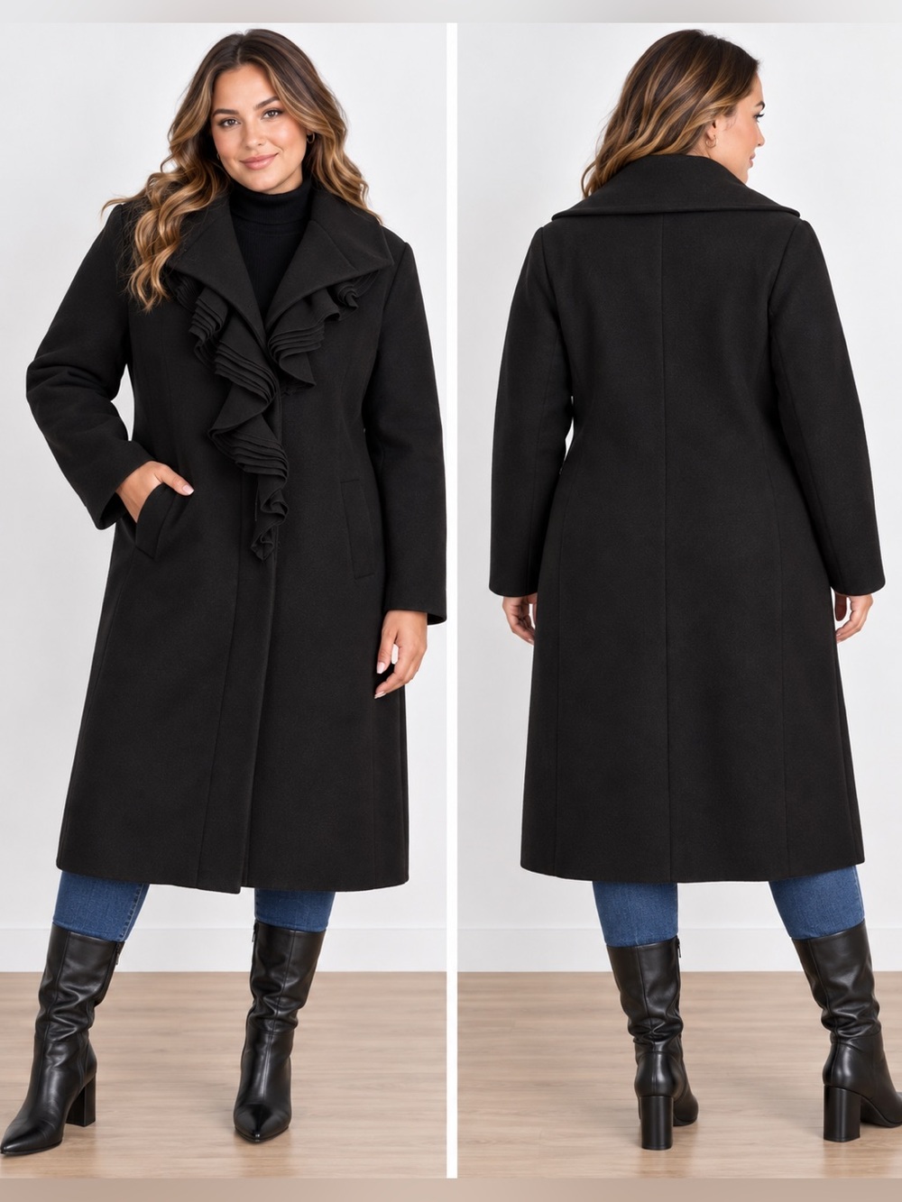 New Tahari Jaime Black Elegant Coat XL